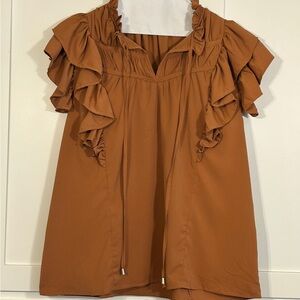 Entro Rust Ruffled Blouse